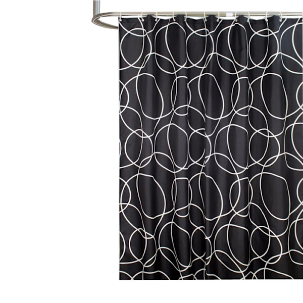 Bruseforhæng, vaskbart, vandtæt bruseforhæng i stof, maskinvaskbart, polyester med ringe (sort, 180 x 180 cm)