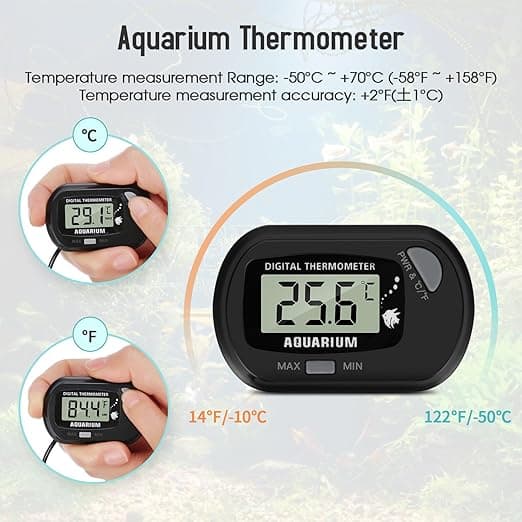 LCD Digital Akvarie Termometer med Sugkopp og Vanntett Probe for