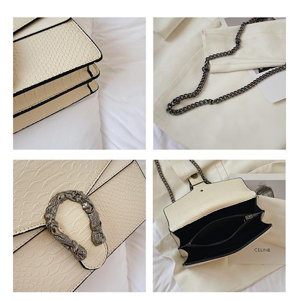 Crossbody skuldertaske til kvinder - Slangeprint læder messenger taske C