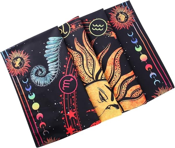Gul sol og måne veggteppe Constellation Tarot Tap