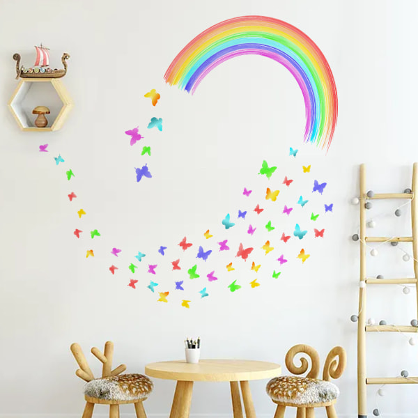 Färgglada Rainbow väggklistermärken, fjärilar barnkammare/ baby Wal