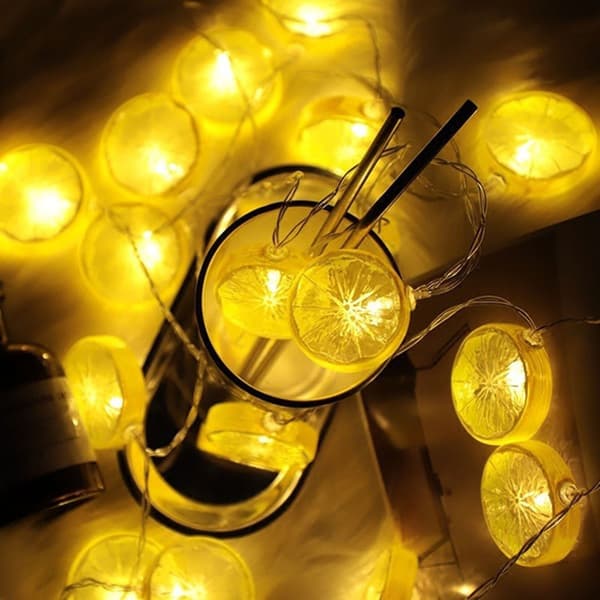 Citronformede Fe-lys, 3M 20 LED USB-lyskæde, til bryllup