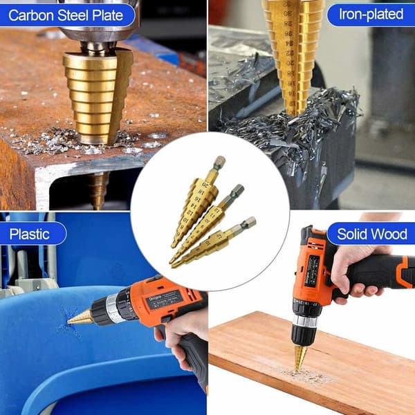 Metal Trin Drill Bit, Spiral Drill Bit, Hex Skaft Konisk Drill Bit,