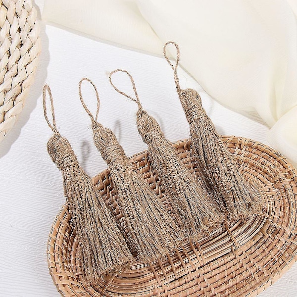 4 st användbara naturliga jute tofsar hem jute tofsar jute rep tofsar dekorationer diy