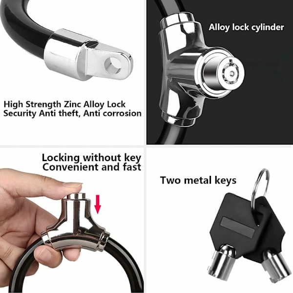 Cykellås, Kabellås, Cykellås med nyckel, Elektrisk Scooterlås,