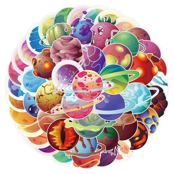 50 stk søte fargede stjernegrafitti-dekorasjonsklistremerker