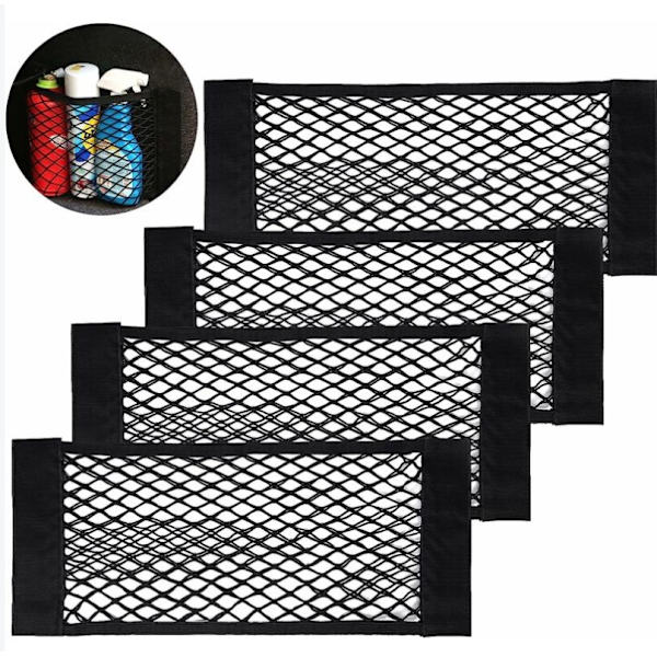Bagasjeromsnett for bil, [4 stk 40x25cm] Bilbagasjeromlommeorganisator