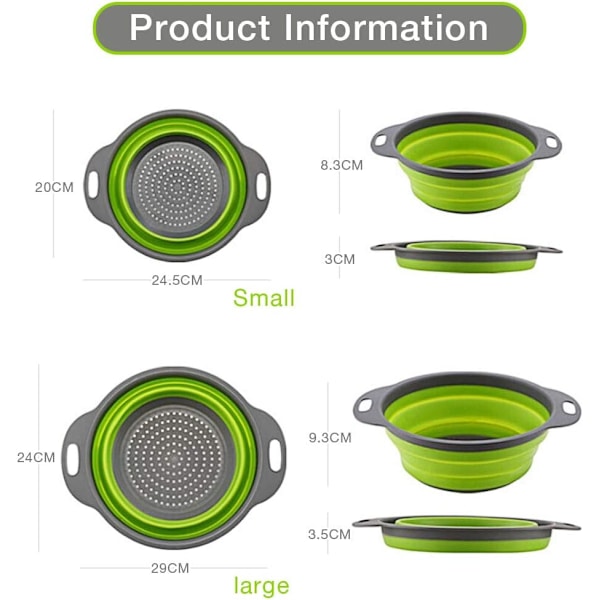 Korg Collapsible Colander Set med 2 runda silikonköksilar