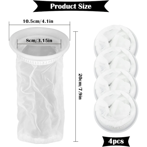 4 stk. Nylon IBC-filter til 1000 liters IBC-regnvandstank, Nylonfilter