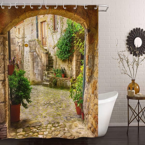 3D Duschdraperi 180x200, Trädgård Växter Landskap Avenue Bild Duschdraperi