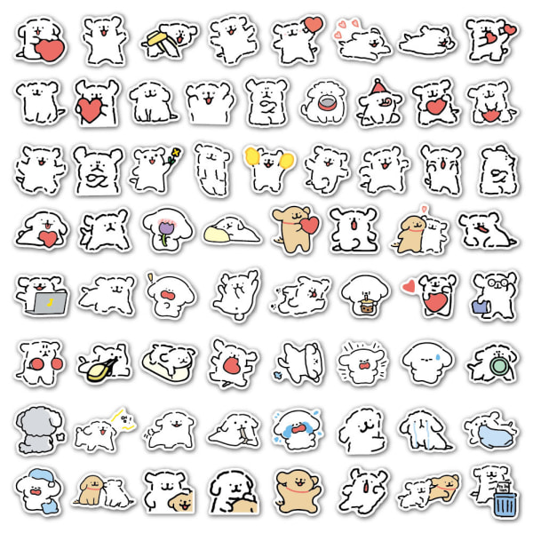 66 stk Cute Dog Stickers Pack til vandflaske, Hundegaver til Voksne Kvinder Teenagere