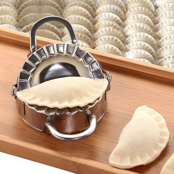 Dumpling Maker, 2 stk. Ravioli- og kageform i rustfrit stål, Dumpling Maker-sæt, Dumpling Shaper (lille 7,6 cm, stor 9,5 cm)