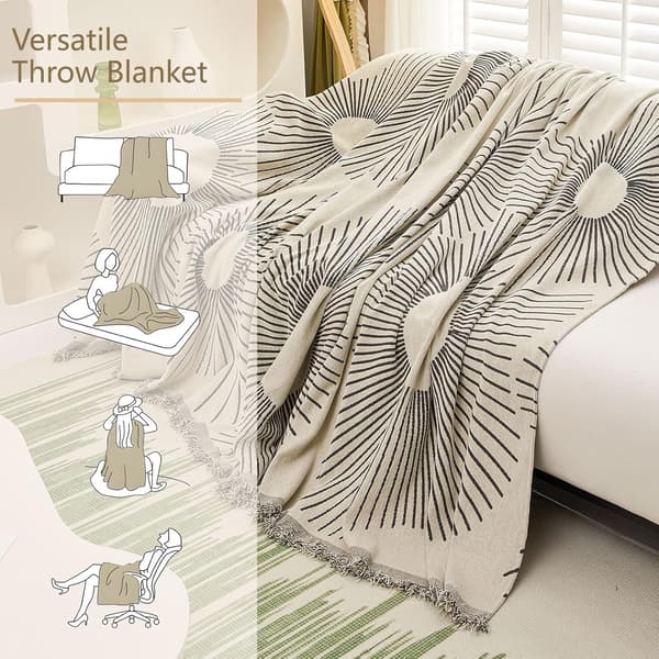 Minimalistisk Chenille Sofaovertræk til Hunde og Katte - Sort og Beige - Jacquard Sofa Beskytter - Multi-Use - Vaskbar - Loveseat Sofa Betræk - 180 x