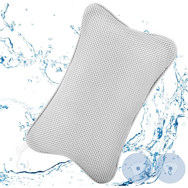 Badeputer, Badeputer for Badekar, med 2 Kraftige Sugkopper, for Fast Støtte, Ergonomisk Spa Badeputer, Puter for Optimal Nakke Avslapping (