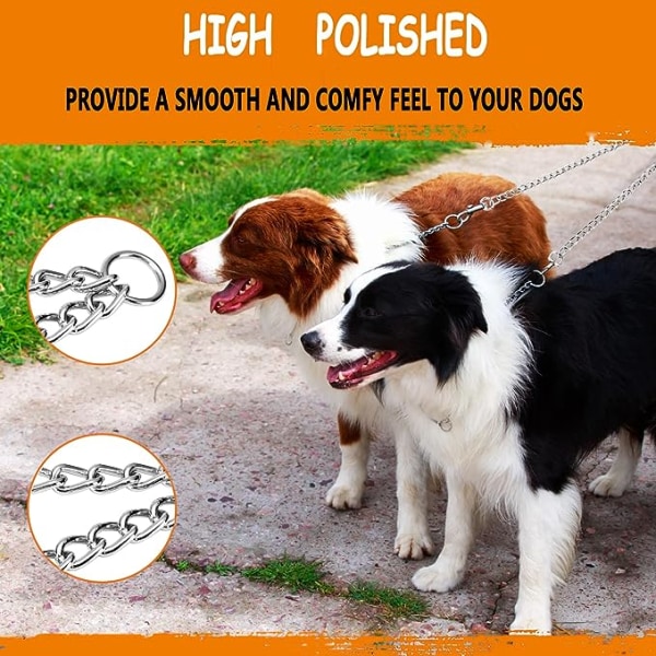 Metall dobbel hundekjedebånd, Premium Quality No-Tangle Leash for