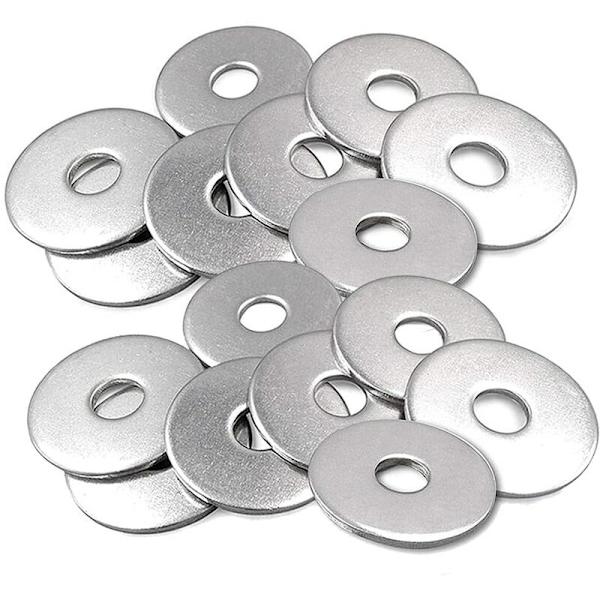 100 stk rustfrie stålskiver M6 metall flate skiver 18mm stor diameter Shim skive lager rund skive møbelfeste for skruer bolter