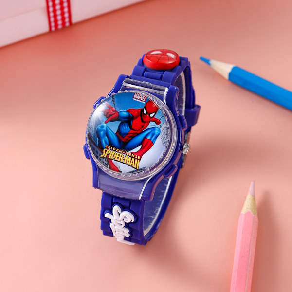 Flip-top roterende børneur Marvel Heroes Spider-Man Cartoon