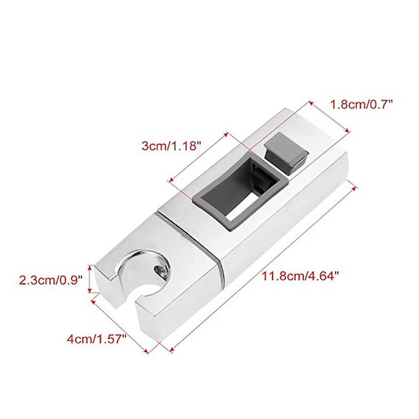 Skyvbar dusjhodeholder for skinne-18 x 30 mm-rektangulær