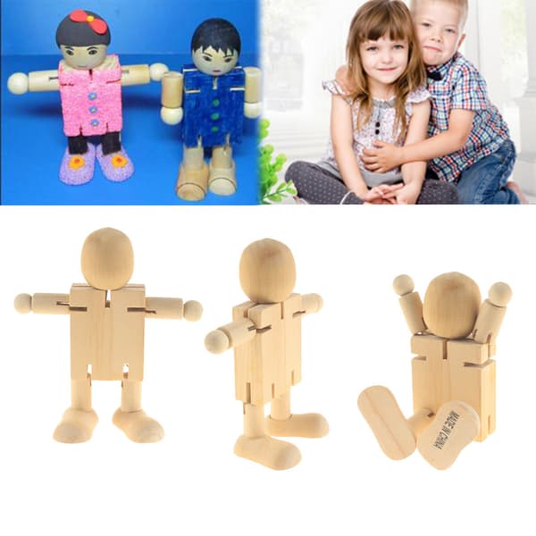 Uferdig tre-robotfigur for håndverk