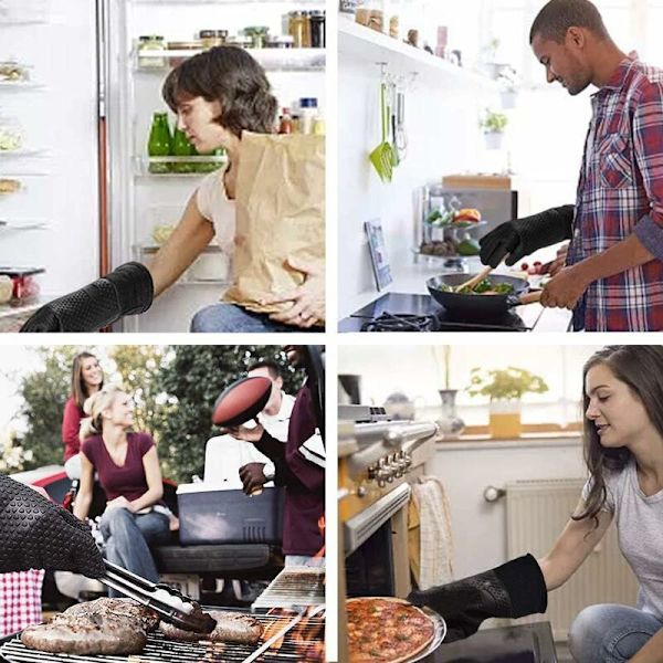 2-pack premium ugnshandskar - extremt värmebeständiga silikon BBQ