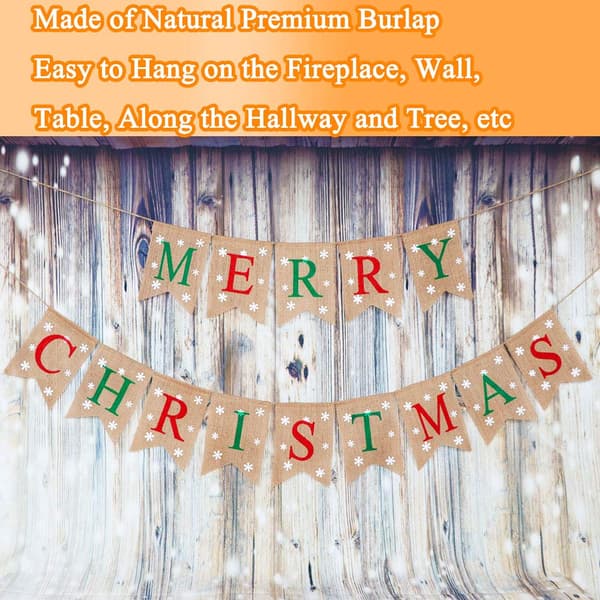 God Jul-banner med snøflak - Julebanner i burlap