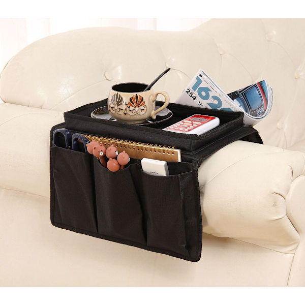Sofa Armrest Organizer Med 4 Lommer Og Koppholderbrett Sofa A