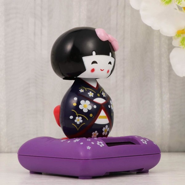 Solcells driven skakande huvud dansande leksak japansk Kokeshi Do
