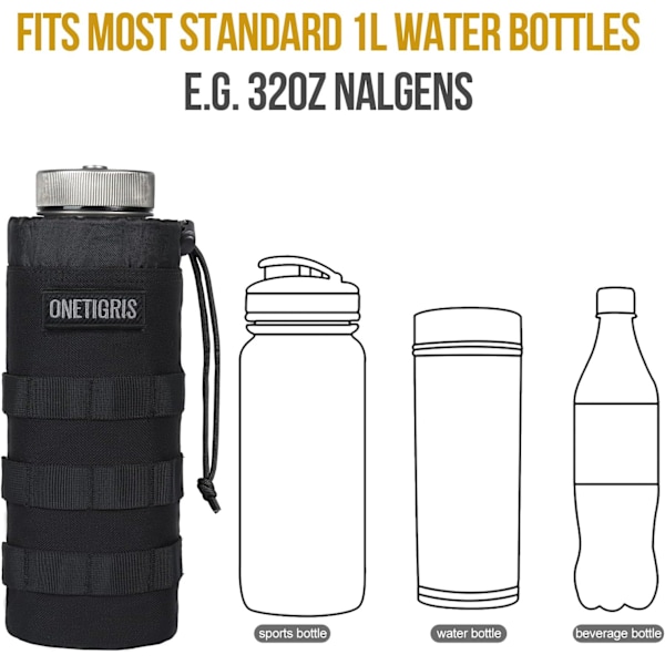 32 oz vattenflaskhållare - Uppgraderad vattenflaskhållare, taktisk Molle vattenflaskväska i 1000D nylon för vandring, resor, vandring, camping, cykling, utomhussporter