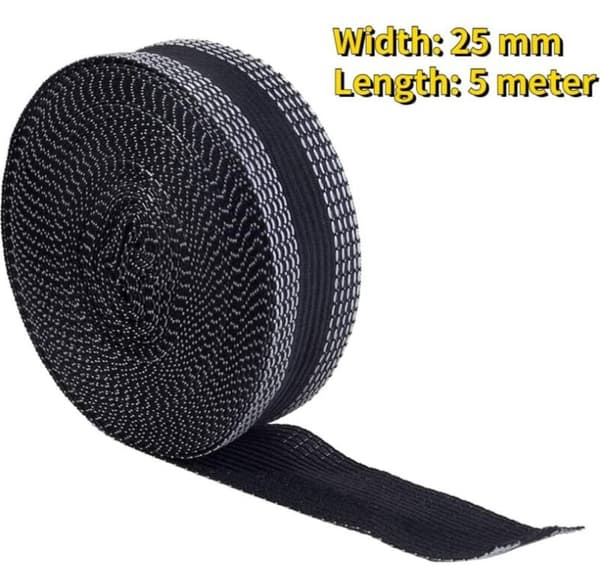 st, Stryktejp Fållband Stryktejp för Gardin - Kantband, 2,5 cm × 5 M, Svart, Polyester