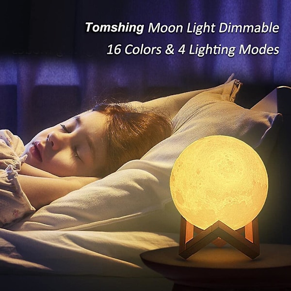 15 cm LED-månlampa 3D-utskrift månljus med fjärrkontroll, bärbar
