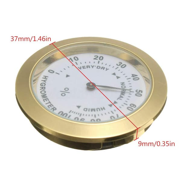 Cigar Hygrometer, Analog Hygrometer, Rund Glas Præcisionshygrometer til Cigarkasse, Cigarskab