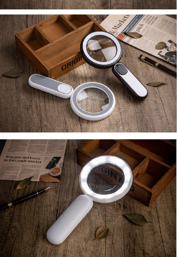 Lighted Reading Magnifier, Rechargeable Magnifying Glass with Lig