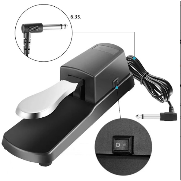 Pianostøttepedal, Universell Sklisikker Demping med Pianostyle-Handling og Polaritetsbryter for Piano/MIDI-Tastatur Synthesizer/Elektronisk Piano og O
