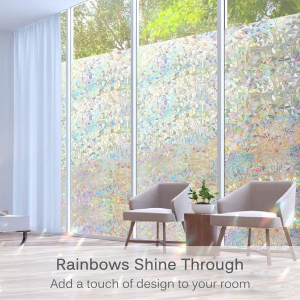 Fönsterskyddsfilm 3D-fönsterdekaler Fönsterdekaler Rainbow Fönsterfilm 17,5 x