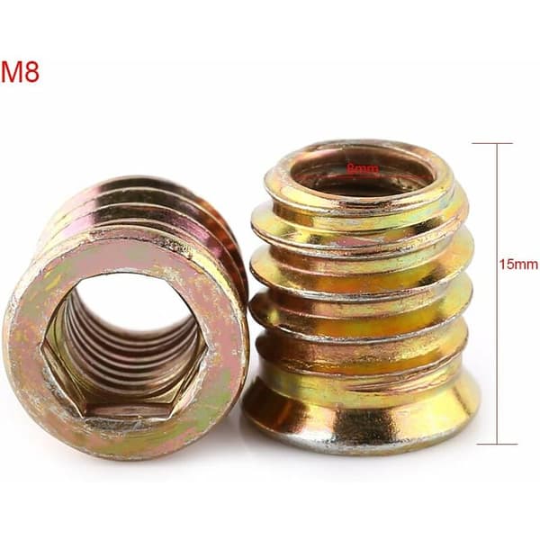 20 stk pakke sinklegering gjengede sekskantmutter, sinklegering innlegg mutter sortiment (M815mm)