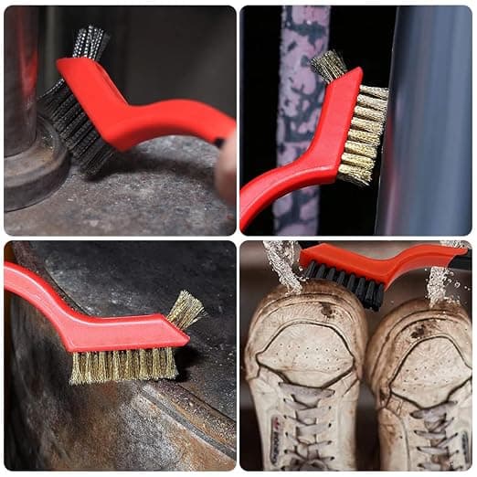 Trådbørste for rengjøring, 3 stk messing/rustfritt stål/nylon tråd B