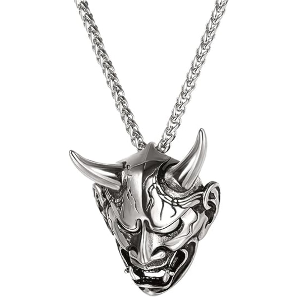 Gotiska smycken för män Rostfritt stål Silver Svart Evil Demon Horn Skull Pendant Ne