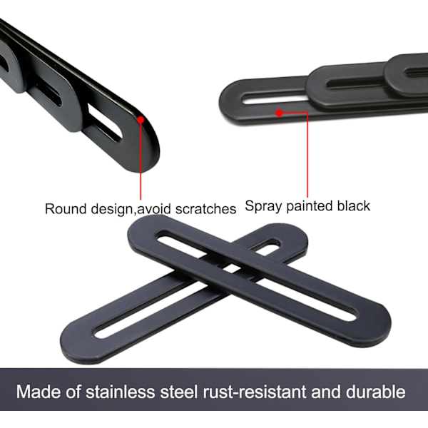 155 x 19mm Fastgørelsesben Sort Rustfrit Stål Fastgørelsesben Samlingsben til Reparation Forbindelse Møbler Beslag 4 STK (4, 155*19mm)