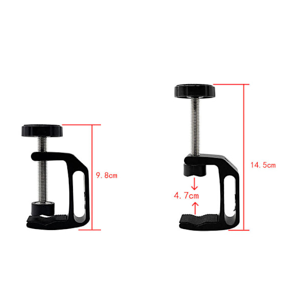 2-pack universella C-klämmor i aluminiumlegering med gänghål för skrivbordskamera