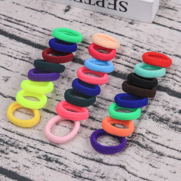 100 st elastiska hårband, repband, hästsvans, scrunchies, hårhållare
