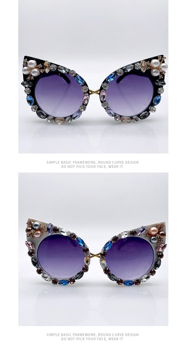 Överdimensionerade diamant solglasögon kvinnor strass Cat Eye solglasögon