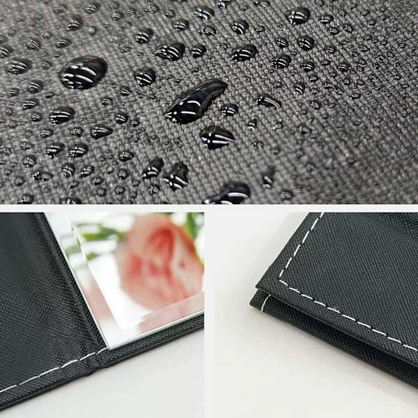 Bærbar sammenklappeligt spejl 17*12cm, Super HD kompakt makeup spejl, sort PU