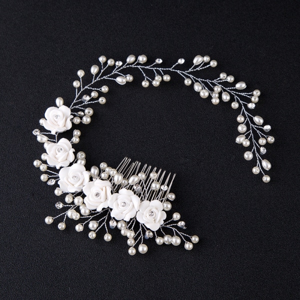 Brud Blomster Hårkam Perle Bryllup Tiara Hodeplagg Hodebånd H