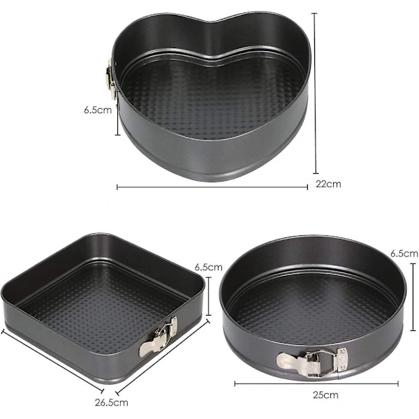 Bageplade Sæt, 3 Bageplade Sæt, Non-Stick Lækagesikker Kageplade Cheesecake Bageplade