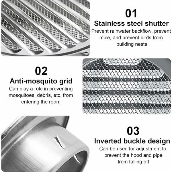 Rostfritt stål runt ventilationsgaller i metall