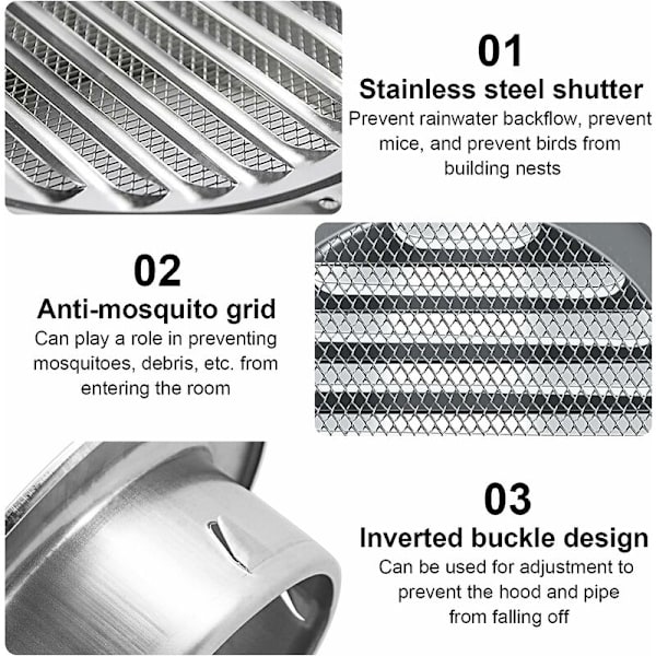Runde ventilasjonsgitter i rustfritt stål, metallventileringsgitter