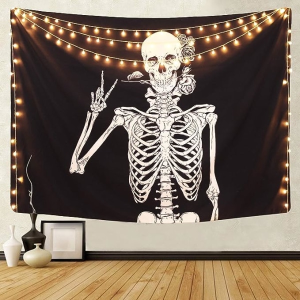 Rock and Roll Skull Tapestries, Funny Skull Human Skeleton Tapest