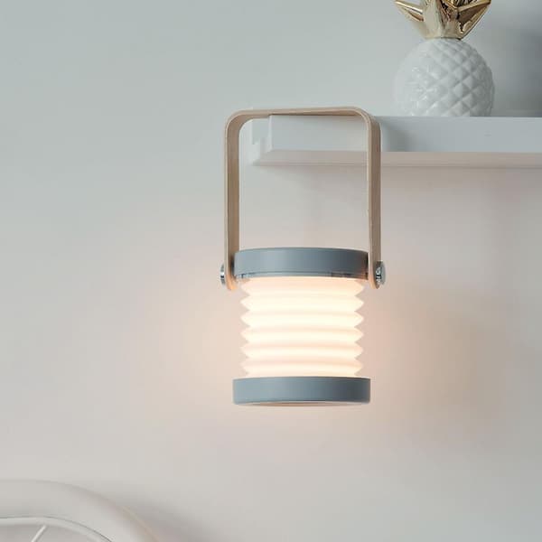 Sammenleggbar sengelampe, USB-oppladbar LED-lyktlampe (grå)