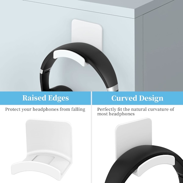 Universal Limholder for Hodetelefoner, Hodetelefonstativ for Skrivebord, Hodetelefonholder for de fleste Hodetelefoner og Kontroller, 2-pakning