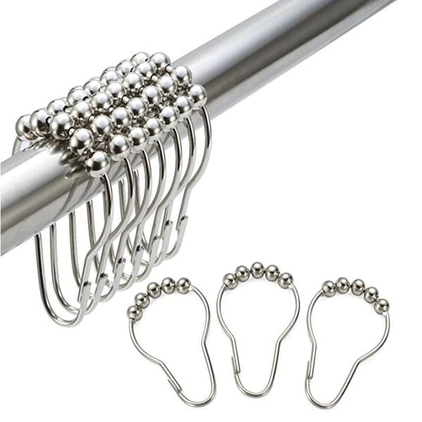 Duschdraperi-krokar Set om 12 Rostfritt Stål Duschdraperi Rin